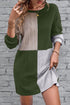 Ribbed Color Block Drop Shoulder Long Sleeve Mini Dress